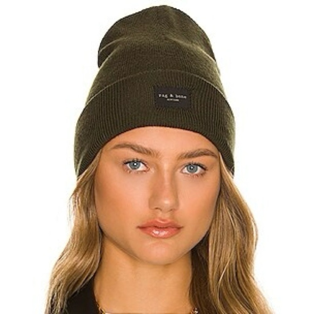 rag & bone Addison Beanie in Olive - excellent preowned conditon